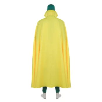 Takerlama Supermeno Kostiumas Jumpsuit su geltonu Apsiaustu Bžūp Helovyno Cosplay Suaugusiųjų Žalia Bodysuit Šortai Pirštinės Rinkiniai