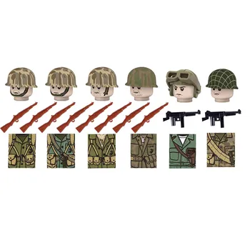 WW2 Karinės Duomenys JAV Armijos Kareivis Jūrų pėstininkų Korpuso Statyba Blokai Ginklą Ginklų Dalys SS Mini Plytų Reikmenys, Žaislai Vaikams