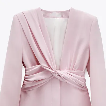 2021 naujas mados elegantiškas V-kaklo, plisuotos lankas dizainas long sleeve dress seksuali suknelė
