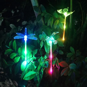 Spalva-Keičiasi LED Saulės Kraštovaizdžio Kelias Kieme Šviesos Lauko Dragonfly/Drugelis/Paukščių Vejos Lempos Vandeniui Saulės Sodas Žibintai