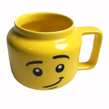 Keraminės Kavos Puodelis Šypsosi Išraiška Drinkware puodeliai, kavos puodeliai geltonų Mielas veiduką Q Stilių didelės talpos, Vandens, taurės, dovanos