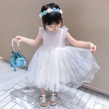 Kūdikių Merginos Princesė Suknelė 2021 M. Vasarą Naujų Korėjos Stiliaus Plaukioja Rankovės Atgal Sparnus Suknelė Mergina, Gimtadienis, Vestuvės Princesė Suknelė