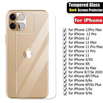 100VNT Atgal Grūdintas Stiklas iPhone 12 Mini Pro 11 Max X XS XR 6 6s 7 8 Plus SE 2020 Screen Protector, Galiniai Apsauginės Plėvelės