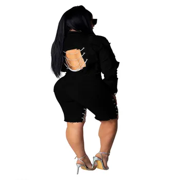 Haremo kelnės moterims medvilnės naktinis klubas skylę, grandinės, džinsai, šortai aukštos juosmens moterys vasarą plisuotos krovinių kelnės plius dydis 2xl