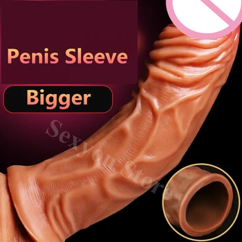 Silikono Prezervatyvą Penisplus Siurblio Mova Sekso Priemonės Vyrams Atitolinti Pro Extender Penis Penis Extension Pora Sekso Žaislai