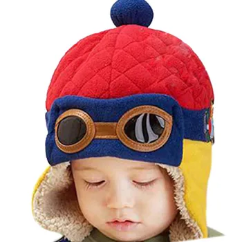 Žiemos Šiltas Baby Hats 4 spalvų Berniukų, Mergaičių Beanies&Beanies Pilotas Kepurės Eargflap Skrybėlę kūdikių Pilotas Žiemą Šilta Kepurė