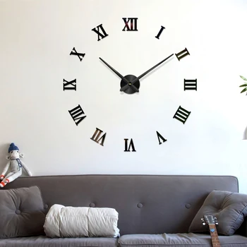 Creative 3d Didelis Akrilo Veidrodis Sienos Išjungimo Laikrodis 