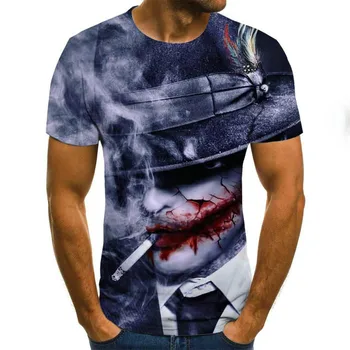 Siaubo Abstrakčiai Trumpas Rankovės marškinėliai vyriški 3D Zombie Spausdinti Atsitiktinis marškinėliai 2021 Naujas Visiškai Spausdinti Roko T-shirt