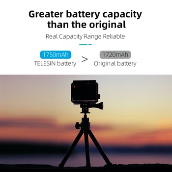 TELESIN 1750mAh Baterija GoPro Hero 9 Su Baterija Langelį GoPro 9 Veiksmų Fotoaparato Priedai