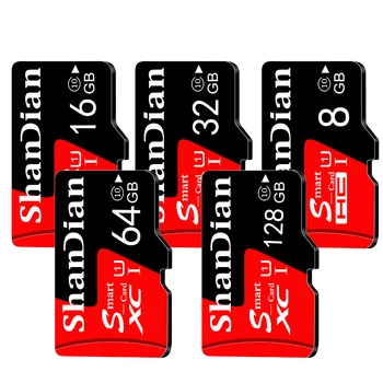 SHANDIAN Mini SD Korta 4GB 8GB 16GB Class 6 Realias galimybes 32GB SD Atminties Kortele High Speed Smart SD Kortelė TF kortelę Nemokamas Pristatymas