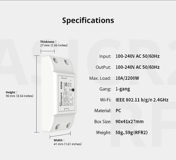 SONOFF RFR2 - WiFi Bevielio ryšio Smart Switch EWeLink App Nuotolinio Valdymo RF Laiko Kontrolės Smart Home Jungiklis, Už Alexa 