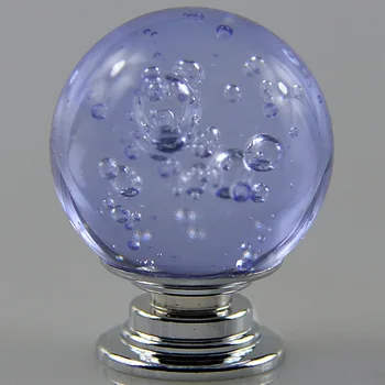 30mm vieną skylę kristalų rankena Europos ežero mėlynas burbulas kamuolys stalčių baldų rankenėlės aliuminio lydinio pagrindo K9 kristalų rankena