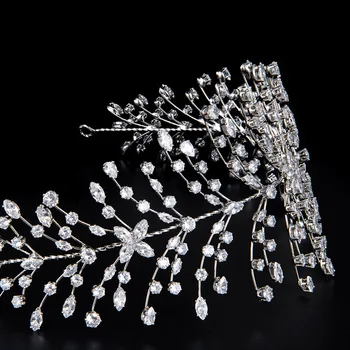 Europos Stilius Itin prabangus Cirkonis Inlayed Diamante Karūna Nuotaka Rožančiai Vestuvių Suknelė, Plaukų Aksesuarai