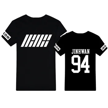 Moterų trumpomis Rankovėmis T-shirt Kpop IKON JINHWAN Tee Šukuotinės Medvilnės Unisex JINHWAN 94 Palaidinė