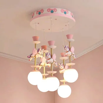 Vaikų kambario droplight mergaitė princesė miegamojo lempa animacinių filmų berniukas mergaitė Šiaurės kūrybos lempos flying horse vaiko kambarys lempos