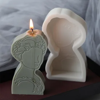 3D Silikon Porträt Forma Aromatherapie Kerze Gips 
