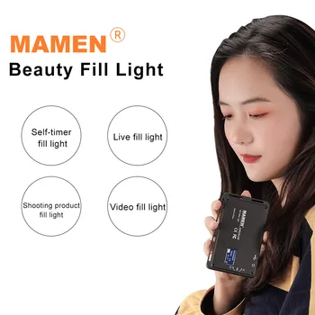 MAMEN 3000-6500K Profesionalus LED Vaizdo Užpildyti Šviesos Su 120pcs LED VEIDRODINIŲ Telefono Kamera Vaizdo Selfie, Šviesos, Fotografijos Apšvietimas