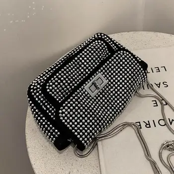 Diamond Aikštėje Crossbody maišelį 2021 Mados Nauji Aukštos kokybės Drobė Moterų Dizaineris Rankinės Užraktas Grandinės Petį Krepšys