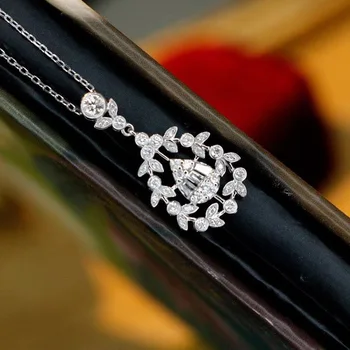 Madinga 925 sterlingas sidabro Gėlė Lab Deimantų pakabukas Dalyvavimas Vestuvių Pakabukas grandinės necalace moterų Nuotakos choker Papuošalai