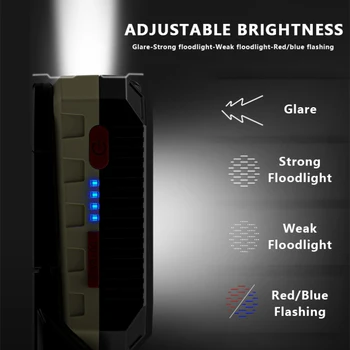 USB Darbo Žibintuvėlis COB Apšvietimo Portable LED Žibintuvėlis Reguliuojamas Vandeniui Kempingas Žibintų Magnetas Dizaino Varomas Ekranas