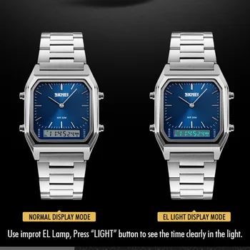 Dvigubas Ekranas Laikrodžiai Mens Mados LED Skaitmeniniai Laikrodžiai Chrono Signalizacijos Vyrų Laikrodis atsparus Vandeniui Nerūdijančio Plieno reloj hombre SKMEI