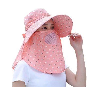 Moterų Vasaros Saulės Skrybėlę Platus Briauna UV Apsauga Skydelis Nuimamas Lauko Kaklo, Veido Flap Kepurė