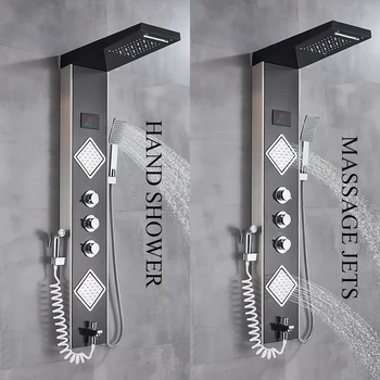 SHBSHAIMY Krioklys Lietaus Dušo sienelė LED Šviesos Vonios Dušo Maišytuvas Kolonėlės Sistema 3 Rankenos 6-Funkcijos Dušo Maišytuvas