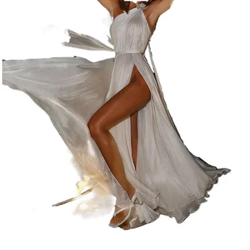 Moterys Vienos Pečių Ilga Suknelė Be Rankovių Bohemijos Backless Elegantiškas Aukštos Padalinta Maxi Suknelė, Paplūdimio Vasaros Suknelė Vestido De Mujer