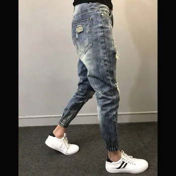 Didmeninė 2020 m. paauglių Socialinių dvasia vaikinas kankina pants madinga tiepants kojų pėdų kelnes kulkšnies ilgio džinsai, vyriški slim haremo kelnės