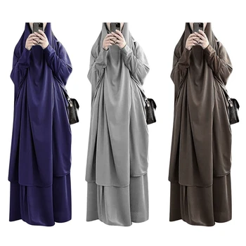 Eid Gobtuvu Musulmonų Moterų Suknelė, Hijab Malda Drabužis Jilbab Abaja Ilgai Khimar Ramadanas Suknelė Abayas Sijonas Rinkiniai Islamo Drabužius Niqab