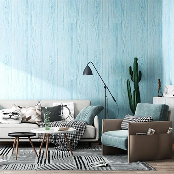 Retro mėlyna žalia balta medienos tekstūros tapetai gyvenamasis kambarys, valgomasis neaustinių fono sienos popieriaus, medžio imitacija, žurnalo spalva фотообои