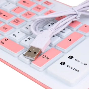 Sulankstoma Silikoninė Klaviatūra USB Laidinio Silicio Lankstus, Minkštas Neperšlampamas suristi Silikagelio Klaviatūra PC Laptop Notebook