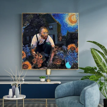 Juokinga Meno Veikėjas Portretas Van Gogh Šukuosena, Plakatų ir grafikos Drobės, Paveikslai, Sienos Menas Nuotraukas Kambarį Dekoro