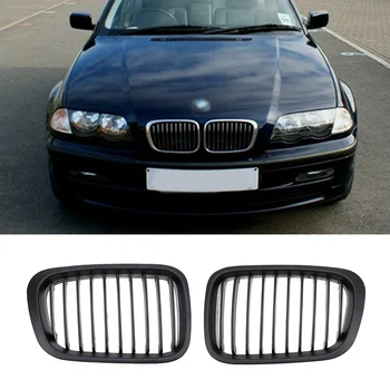 Automobilių reikmenys Matinė Juoda Inkstų Priekinės Grotelės BMW E46 3 Serijos 4DR 4D 1998 - 2001, automobilio stiliaus