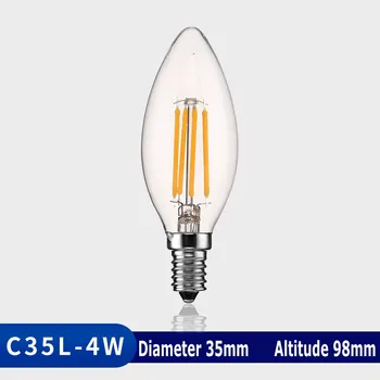 1-10X LED Kaitinimo Žvakių Lemputė E14 220V 240V 2W 4W 6W C35/C35L Vintage 