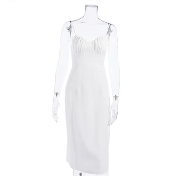Sexy Vasaros Moteriškų Ilgas, Maxi Suknelės Slim Vestidos Elegantiškas Šalis Nėrinių Backless Baltos Suknelės Moterims 2021 Klubas Komplektai