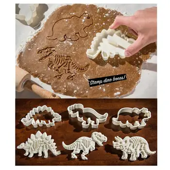 3D Dinozaurai Slapukus Cutter Pelėsių Dinozaurų Sausainių Įspaudas Pelėsių Sugarcraft Desertas Kepimo Silikono Pelėsių Svp Tortas Dekoro Priemonė