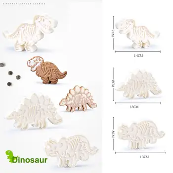 3D Dinozaurai Slapukus Cutter Pelėsių Dinozaurų Sausainių Įspaudas Pelėsių Sugarcraft Desertas Kepimo Silikono Pelėsių Svp Tortas Dekoro Priemonė
