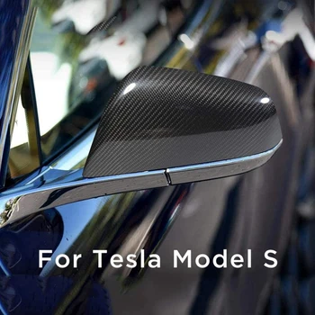 Automobilio Nekilnojamojo Anglies Pluošto Pusės Veidrodžio Dangtelis Tesla Model S 2017-2020 Galinio vaizdo Veidrodėlis Padengti Apdailos Rėmas Priedai