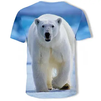 3D marškinėliai Mados Vasaros Vyrų Polar Bear Spausdinti Miško Dizaino Trumpas Rankovės Kietas Tee Marškinėliai Topai Plius Dydis Drabužiai
