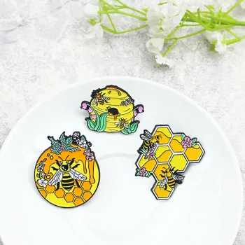 Animacinių filmų mielas bičių ir medaus korio medus emaliuota segė kūrybos įdomu lydinio ženklelis, kuprinės, aksesuarai dovanos draugams