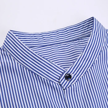 2021 M. Vasarą Naujas Brand Slim Fit Marškinėliai Vyrams Mandarinų Apykaklės Korėjos Trumpomis Rankovėmis Dryžuotas Atsitiktinis Mados Vyrai Dizaineris Drabužius