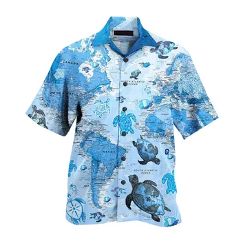 Vyras Moteris Laisvi Marškinėliai Mados Spausdinti Havajų Paplūdimys Marškinėliai Trumpomis Rankovėmis Atvartas Kaklo Derliaus Harujuku Marškinėliai Chemise Homme 2021