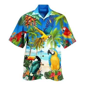 Vyras Moteris Laisvi Marškinėliai Mados Spausdinti Havajų Paplūdimys Marškinėliai Trumpomis Rankovėmis Atvartas Kaklo Derliaus Harujuku Marškinėliai Chemise Homme 2021