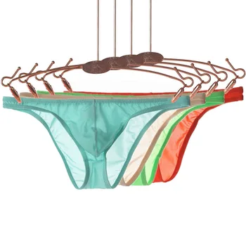 Naujos Ledo Šilko Ultra-plonas Skaidrus Vyrų Seksualus apatinis trikotažas Trumpikės Vyrams, Besiūliai Kvėpuojantis Kelnaitės Dėklas Bikini Underwear mens