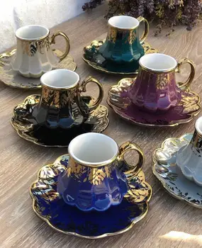 Turkijos Pirmos Klasės Porceliano Kavos Puodelius ir Lėkštutes Nustatyti, Keramikos, Kavos Puodeliai, Geriausia Namų Puošybai Demistasse Kavos Rinkinys