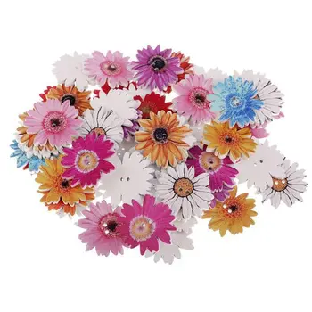 50pcs 25mm Daisy Gėlių Medinis 2-skylių Mygtukai Meno Amatų Scrapbooking