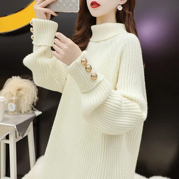 Nauja Rudens Žiemos Megztinis Džemperis Moterims, vidutinio Ilgio Universalus Megztinis Golfo Prarasti Tingus Stiliaus Lady Sutirštės Dugno Marškinėliai