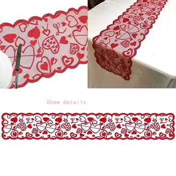 Meilė stalo runner raudona rožinė naudojami vestuves apdailos namų interjero Valentino dienos stalo apdailos įvykio staltiesė
