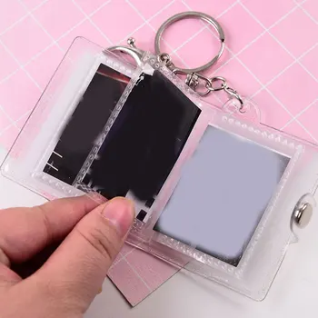Retro Naujas Mini 2 Colių Nuotraukų Albumą Keychain Nuotraukų Albumą ID Saugojimo Knygos PVC Skaidri Nuotraukų Albumą Blizga Patogus Nuotraukų Katalogą